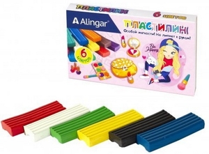 Пластилин Alingar, 6 цветов, 90 гр., без стека, картонная упаковка, "Девочка"