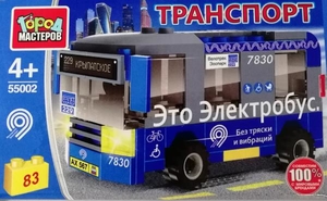 Конструктор электробус, 83 дет. Город мастеров в кор.2*40шт
