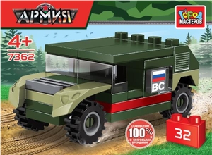 Конструктор ВОЕННЫЙ ДЖИП, 32 дет. Город мастеров в кор.2*120шт