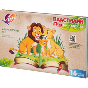 Пластилин Луч ,16 цветов, 240 гр., без стека, картонная упаковка, "Zoo"	