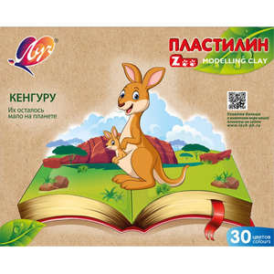 Пластилин Луч, 30 цветов, 450 гр., без стека, картонная упаковка, "Zoo"	