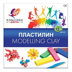 Пластилин Луч, 12 цветов, 240 гр., со стеком, картонная упаковка, "Классика"	