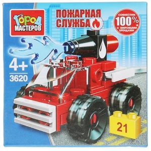 Конструктор ПОЖАРНАЯ МАШИНА, 21 дет. Город мастеров в кор.2*120шт