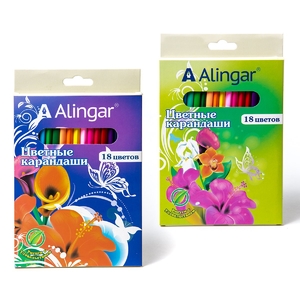 Карандаши цветные Alingar 18 цв., "Фантазия" деревянные, трехгранные, заточенные, грифель 3.0 мм, ка