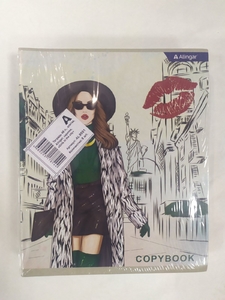Тетрадь 48л., А5, клетка, Alingar "Girls in the city", скрепка, мелованный картон, 4 дизайна в пленк