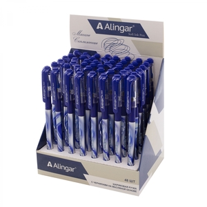 Ручка шариковая Alingar "FANCY", 0,7 мм, синяя, игольчатый наконечник, резиновый грип, круглый, тони