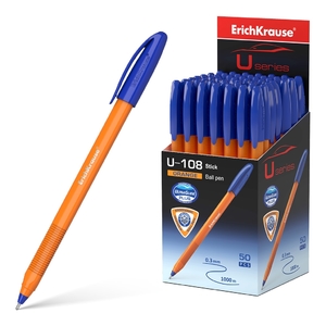 Ручка шариковая Erich Krause"U-108 Orange Stick Ultra Glide Tech", 1.0 мм, синий, шестигранный, оран
