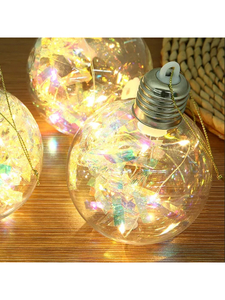 Новогоднее украшение. Елочный шар led-подсветкой "Счастье", 8см c декором НУ-3454								
