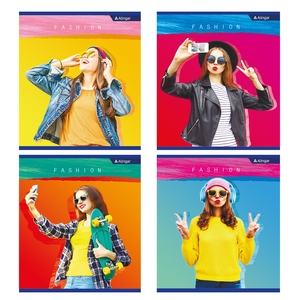 Тетрадь 36 л., А5, клетка, Alingar "Девушки. Fashion", скрепка, второй блок, мелованный картон (экон