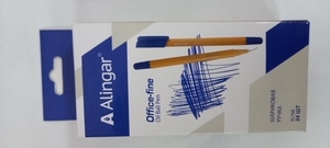 Ручка шариковая Alingar "Offis-fine", 0,5 мм, синяя, игольчатый наконечник, трехгранный, оранжевый, 